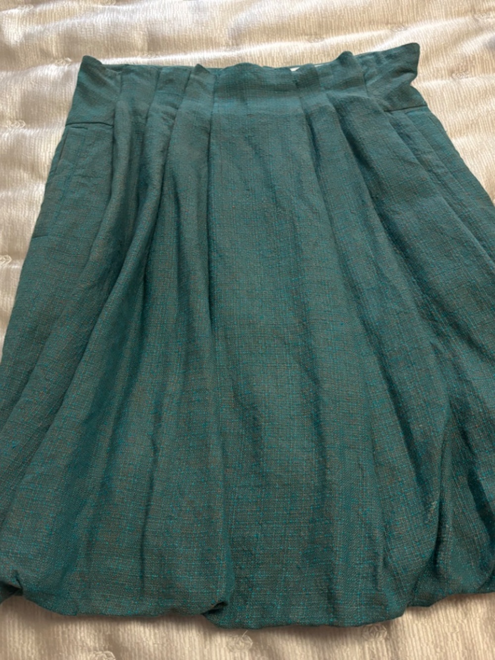 CHLOÉ Paris Made in France Teal Bubble-Hem Pleated Skirt - Size FR 38 - Picture 5 of 6